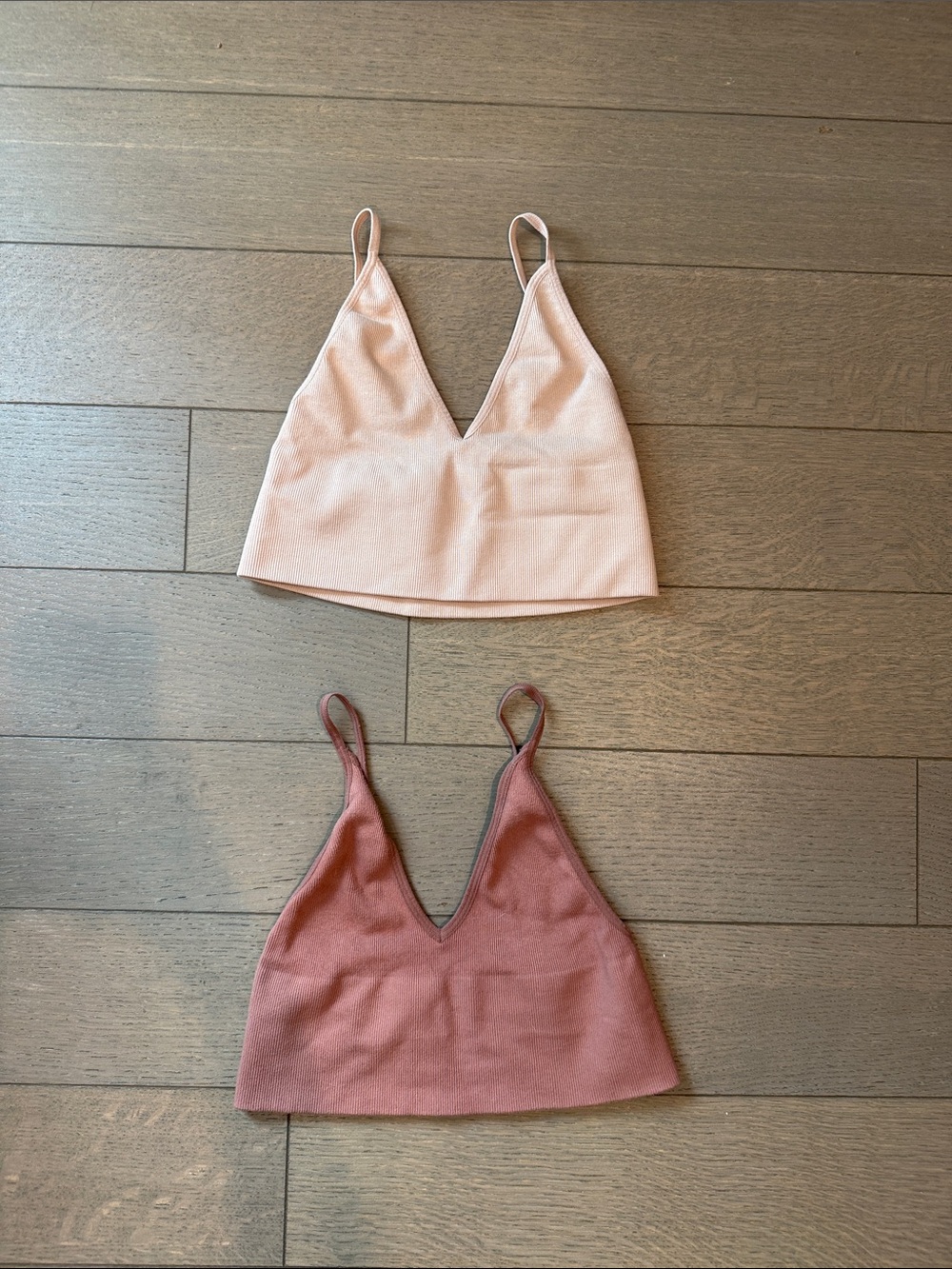 Women’s V-Neck Bralette Crop Top - Pink & Dusty Rose Set